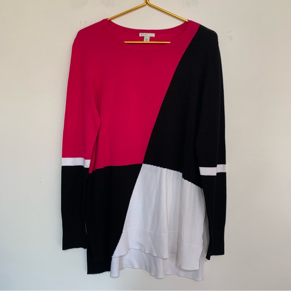 EST. 1946 Color block Long Sleeve Top - Pink, Black, White Large